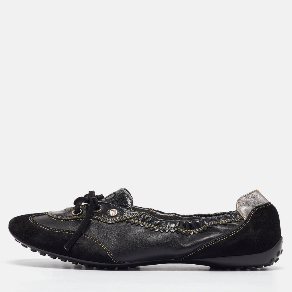 luxury-women-tods-used-shoes-p1041732-010 Tod's Black Leather and Suede Ballet Flats Size 37.5