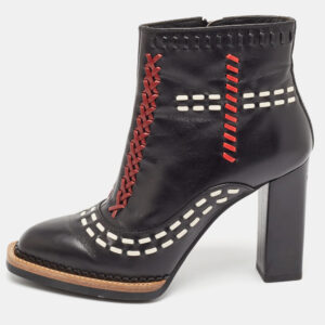 Tod's Black Leather Cross-Stitch Gipsy Ankle Boots Size 36