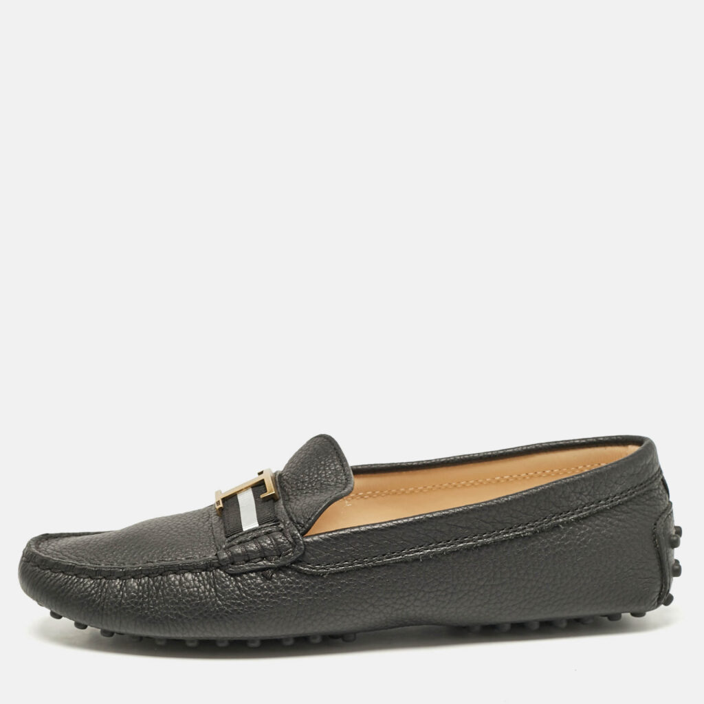 Tod's Black Leather Penny Loafers Size 37