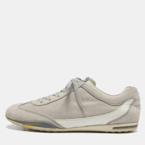 Tod's Grey Leather and Suede Lace Up Sneakers Size 39
