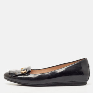 Tod's Black Leather Fringe Ballet Flats Size 37.5
