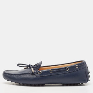 Tod's Navy Blue Leather Slip On Loafers Size 40