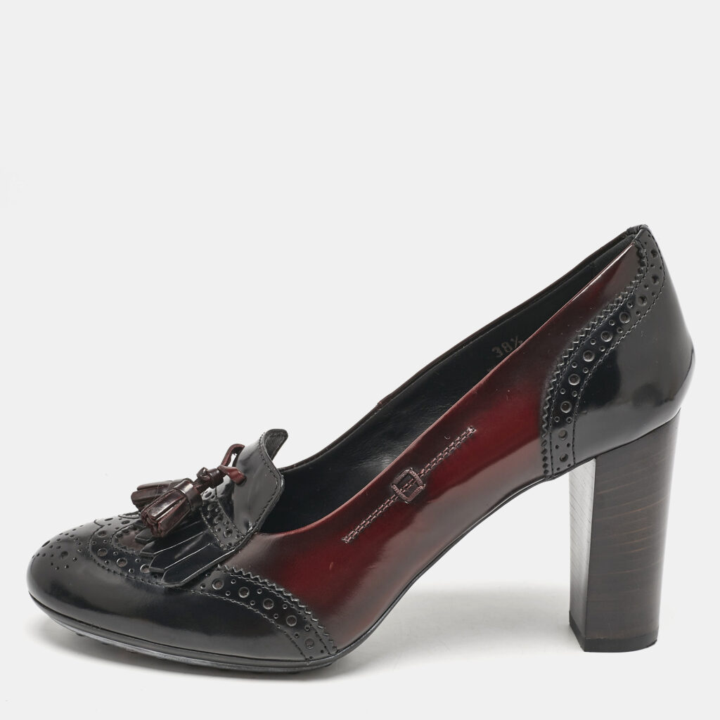 luxury-women-tods-used-shoes-p1147421-009 Tod's Two Tone Leather Penny Loafer Pumps Size 38.5