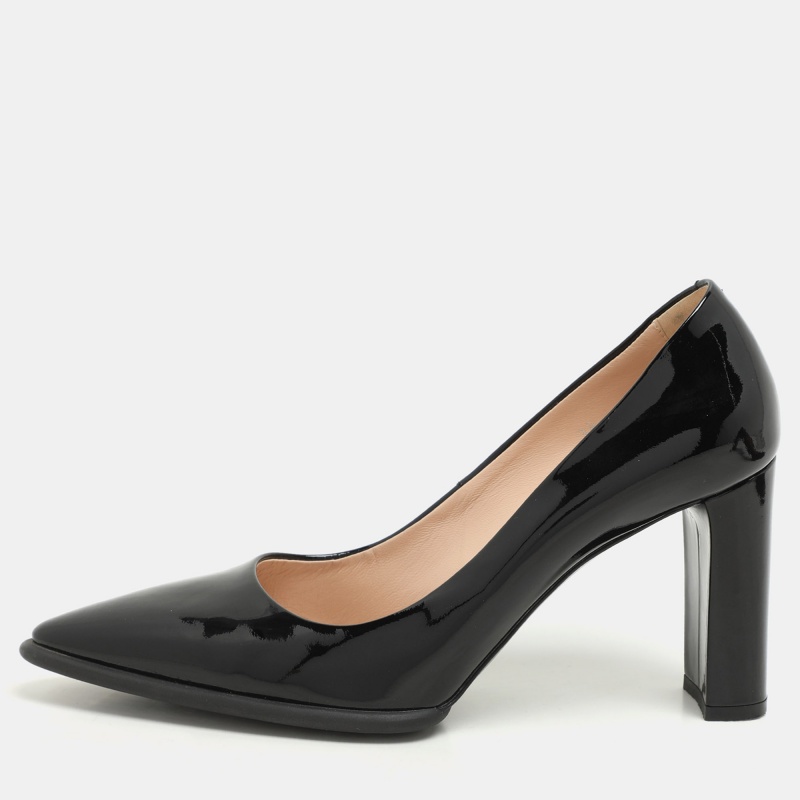 luxury-women-tods-used-shoes-p1165478-1749391805-010 Tod's Black Patent Leather Pointed Toe Pumps Size 38