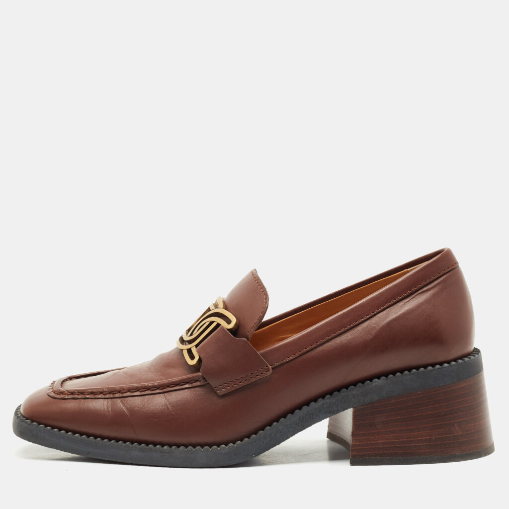 luxury-women-tods-used-shoes-p1165505-003 Tod's Brown Leather Kate Loafers Size 38