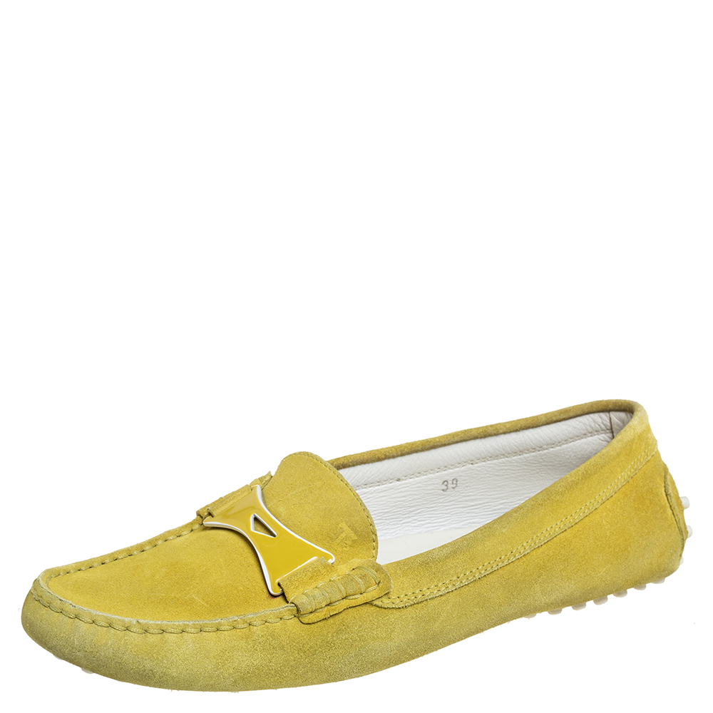 luxury-women-tods-used-shoes-p458894-002 Tod's Green Suede Slip On Loafers Size 39