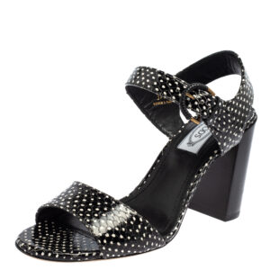 Tod's Black Leather Ankle Strap Sandals Size 37.5