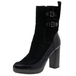 Tod's Black Suede And Leather Ankle Boots Size 39.5