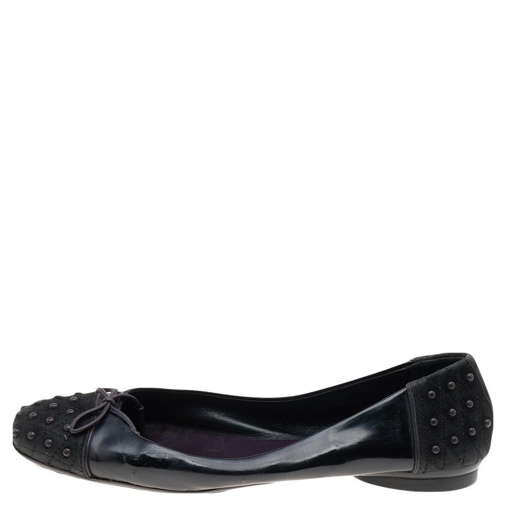 luxury-women-tods-used-shoes-p596963-008-2 Tod's Black Suede And Leather Bow Flats Size 37