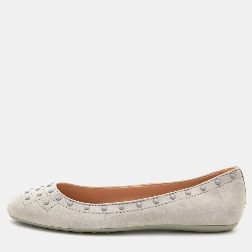 luxury-women-tods-used-shoes-p758566-005 Tod's Grey Suede Ballet Flats Size 36