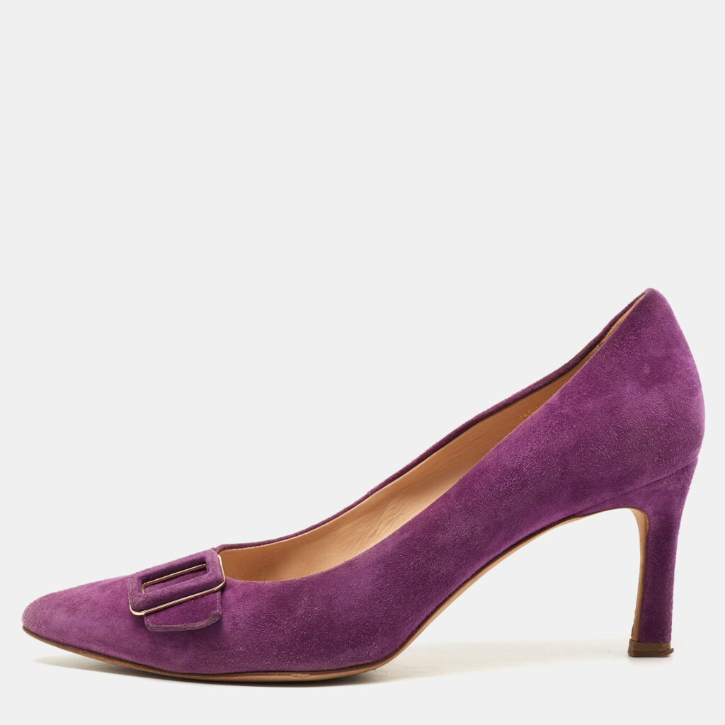 Tod's Purple Suede Buckle Pumps Size 39.5