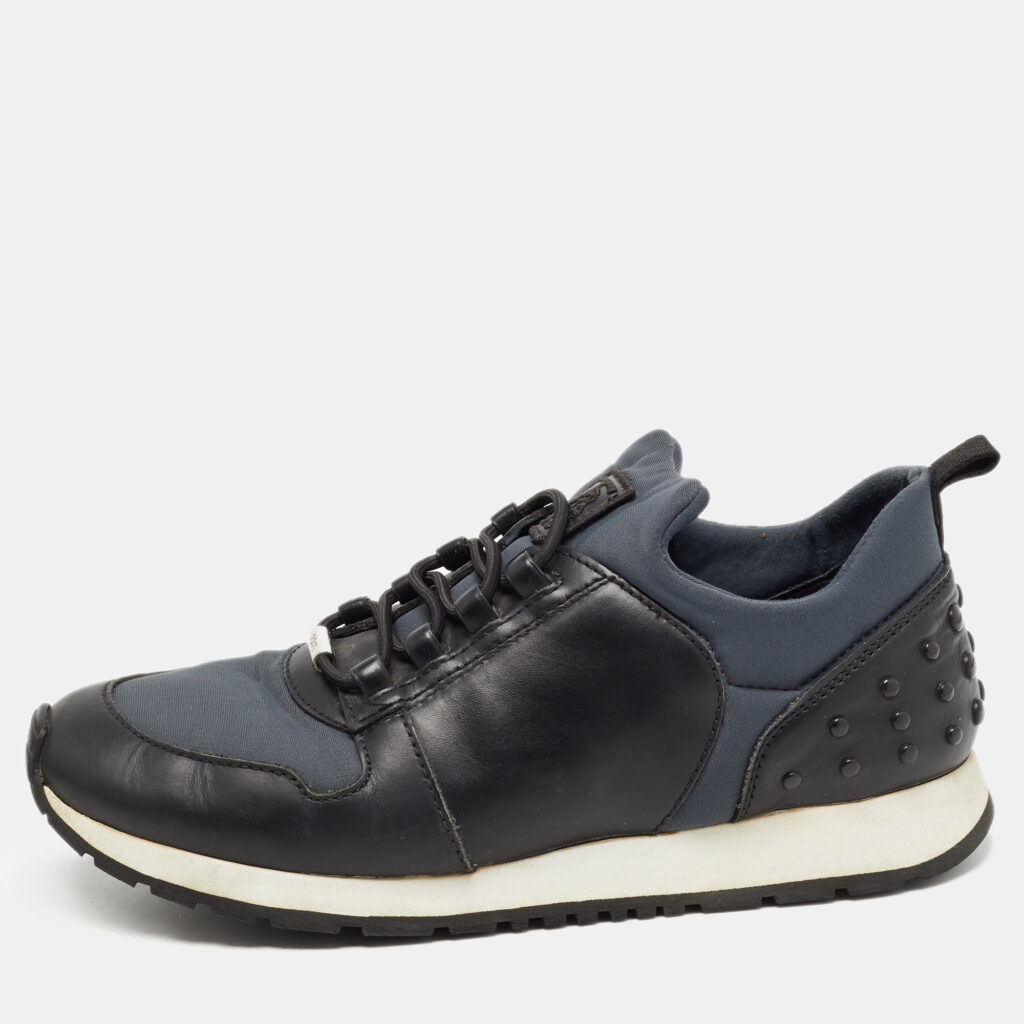 luxury-women-tods-used-shoes-p776836-008 Tod's Black/Blue Leather and Nylon Low Top Sneakers Size 36