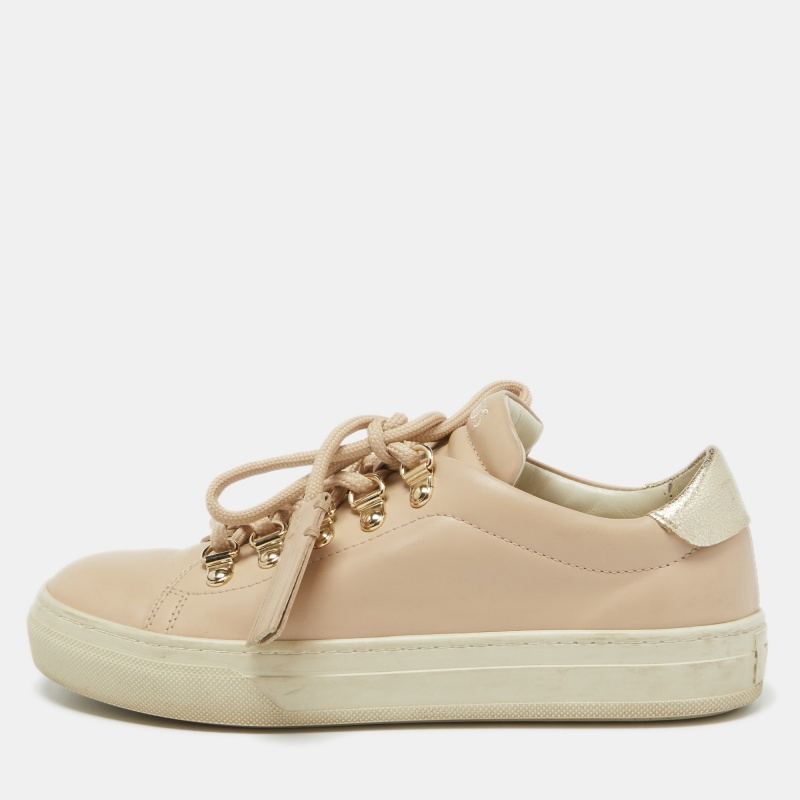 luxury-women-tods-used-shoes-p809780-1685598917-003 Tod's Pink Leather Low Top Sneakers Size 35