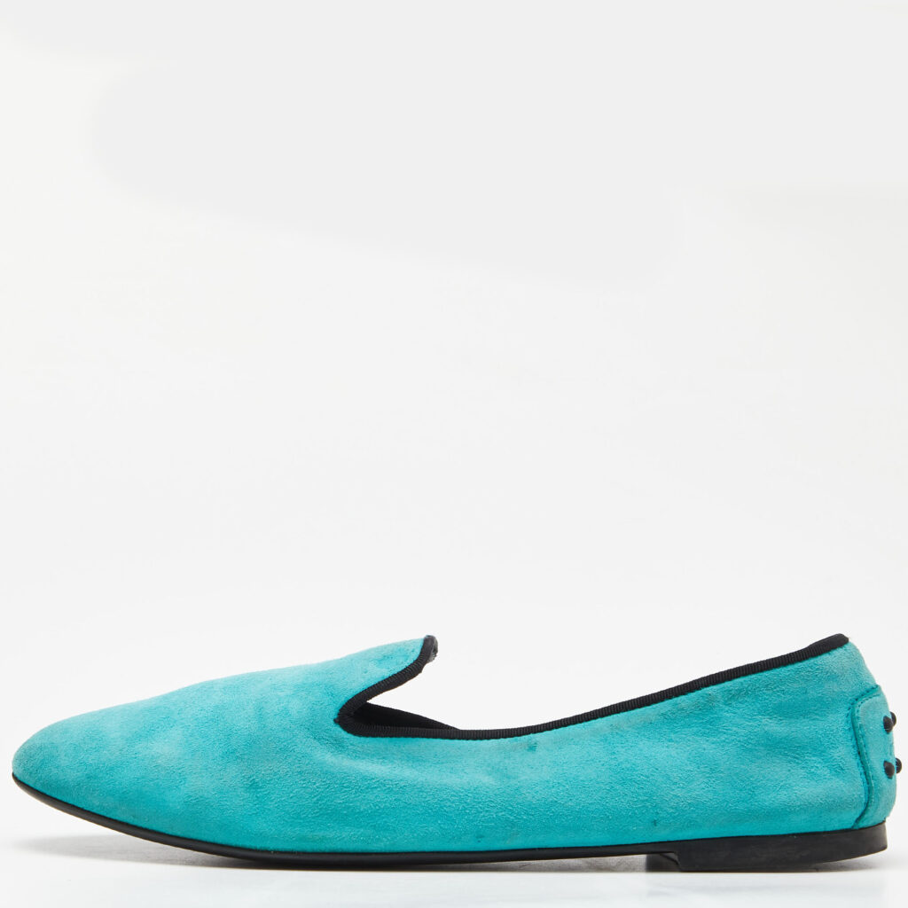 luxury-women-tods-used-shoes-p923142-008 Tod's Green Suede Smoking Slippers Size 39.5