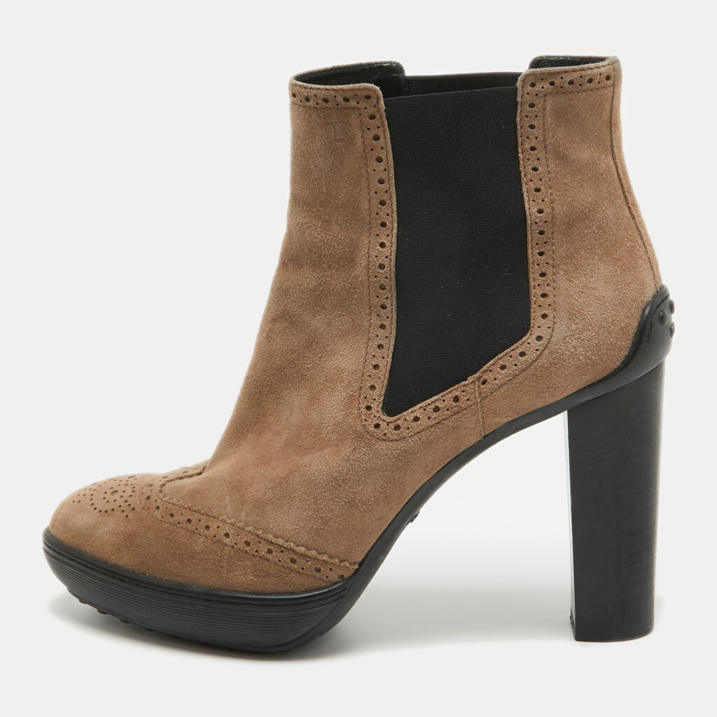 luxury-women-tods-used-shoes-p932971-001 Tod's Brown Suede Ankle Boots Size 41