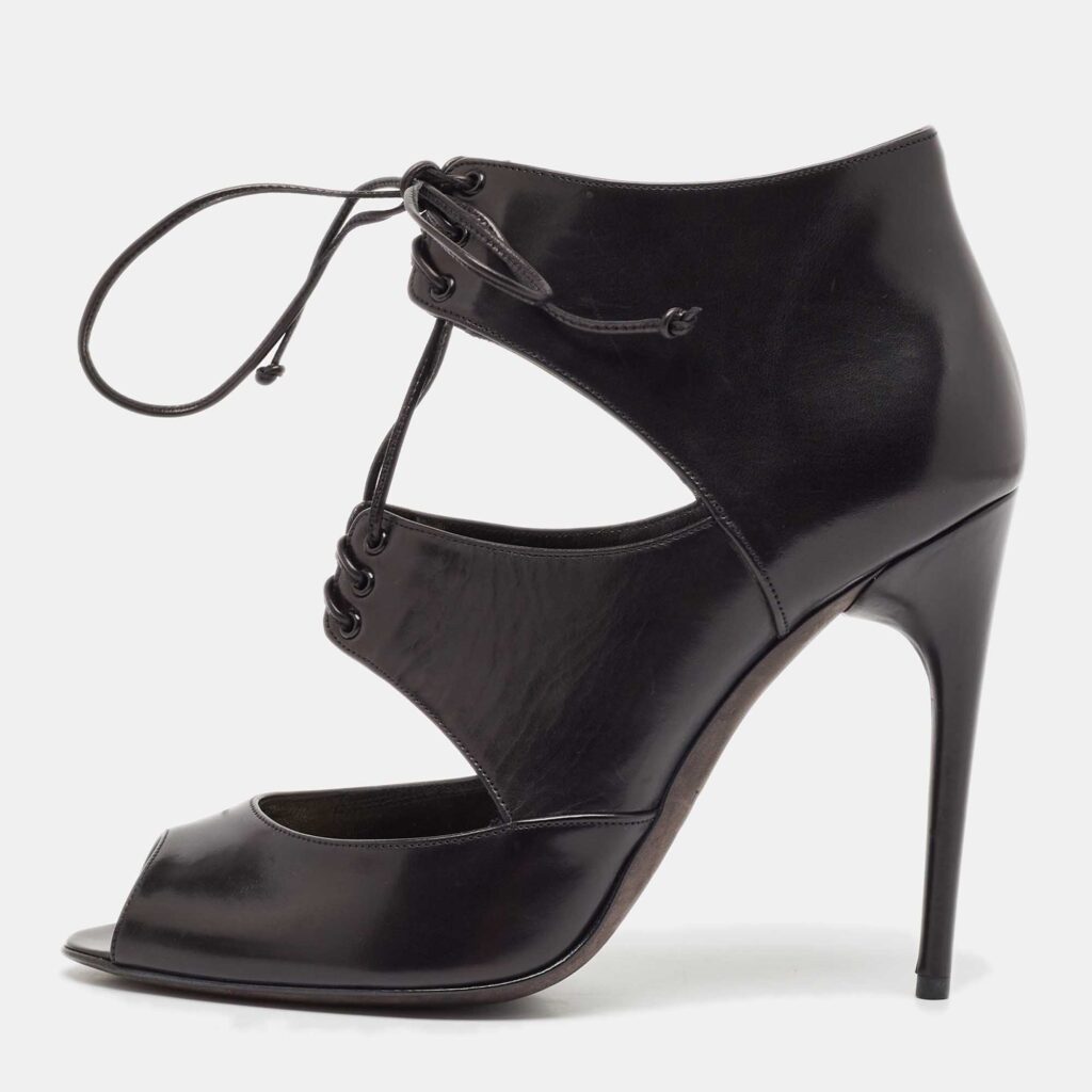 luxury-women-tom-ford-new-shoes-p1104544-003 Tom Ford Black Leather Cut Out Peep Toe Ankle Booties Size 39.5