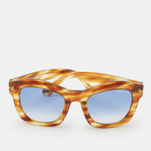 tom ford tortoise brown/blue gradient tf431greta square sunglasses