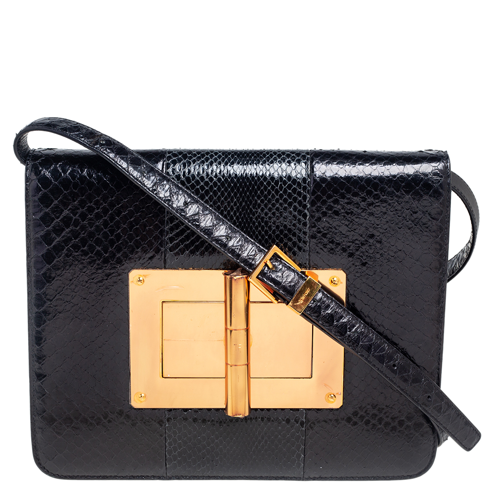 luxury-women-tom-ford-used-handbags-p520574-009-2 Tom Ford Black Python Large Natalia Shoulder Bag