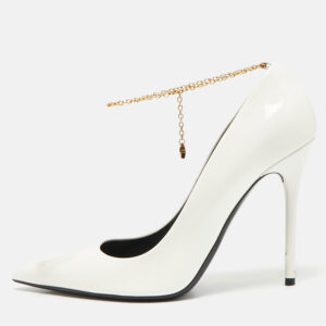 Tom Ford Off White Patent Leather Pointed Toe Pumps Size 39