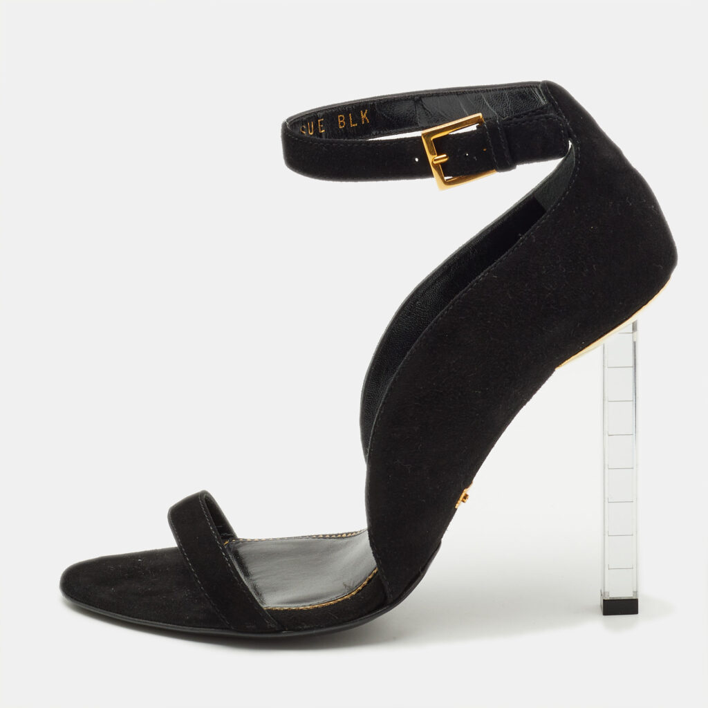 luxury-women-tom-ford-used-shoes-p1118042-001 Tom Ford Black Suede Ankle Strap Sandals Size 37