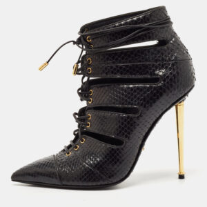 Tom Ford Black Python Leather Ankle Length Boots Size 36.5