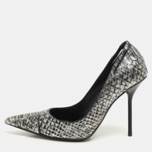 Tom Ford Silver/Black Python Pointed Toe Pumps Size 37
