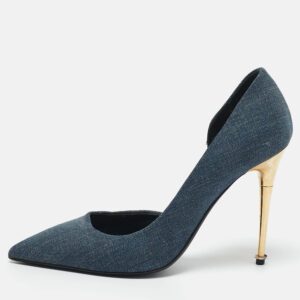 Tom Ford Blue Denim Pointed Toe D'orsay Pumps Size 37