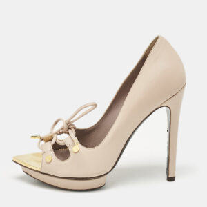 Tom Ford Beige Leather Peep Toe Pumps Size 37