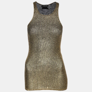 Tom Ford Gold Rib Knit Tank Top XS