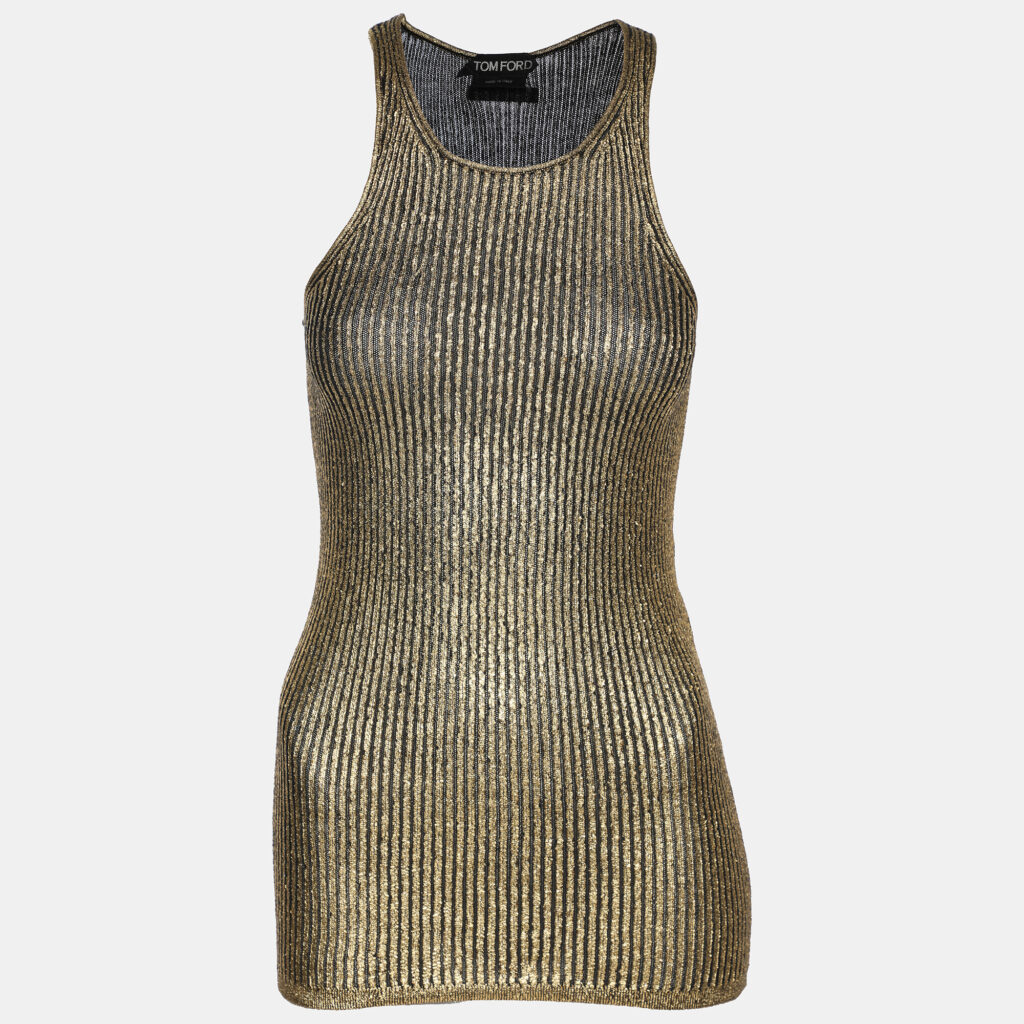 luxury-women-tomasz-starzewski-used-clothes-p1146409-005 Tom Ford Gold Rib Knit Tank Top XS