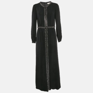 Tory Burch Black Studded Silk Maxi Dress M