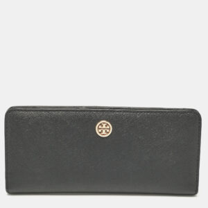 Tory Burch Black Leather Robinson Bifold Long Wallet