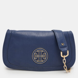 Tory Burch Blue Leather Britten Shoulder Bag