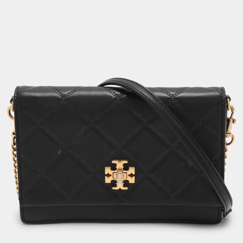 luxury-women-tory-burch-used-handbags-p1109322-011 Tory Burch Black Leather Georgia Turn-Lock Crossbody Bag