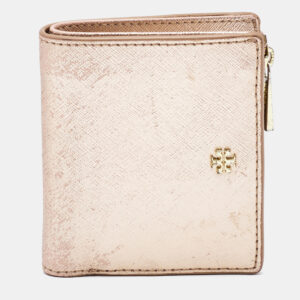 Tory Burch Rose Gold Leather Robinson Bifold Wallet