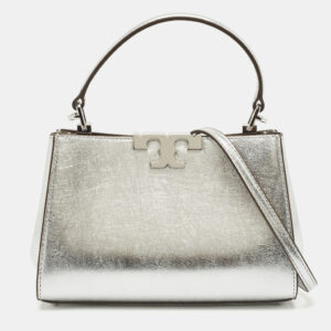 Tory Burch Silver Leather Mini Eleanor Top Handle Bag