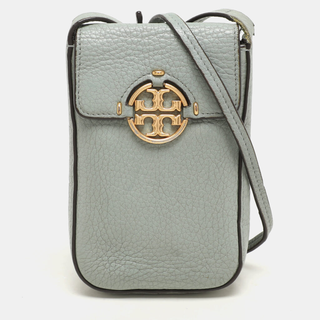 luxury-women-tory-burch-used-handbags-p1147061-013 Tory Burch Green Leather Miller Phone Crossbody Bag
