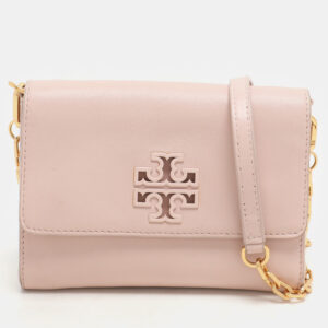 Tory Burch Pink Leather Britten Flap Crossbody Bag