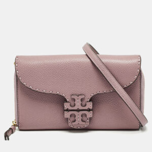 Tory Burch Pink Leather Mcgraw Wallet On Strap