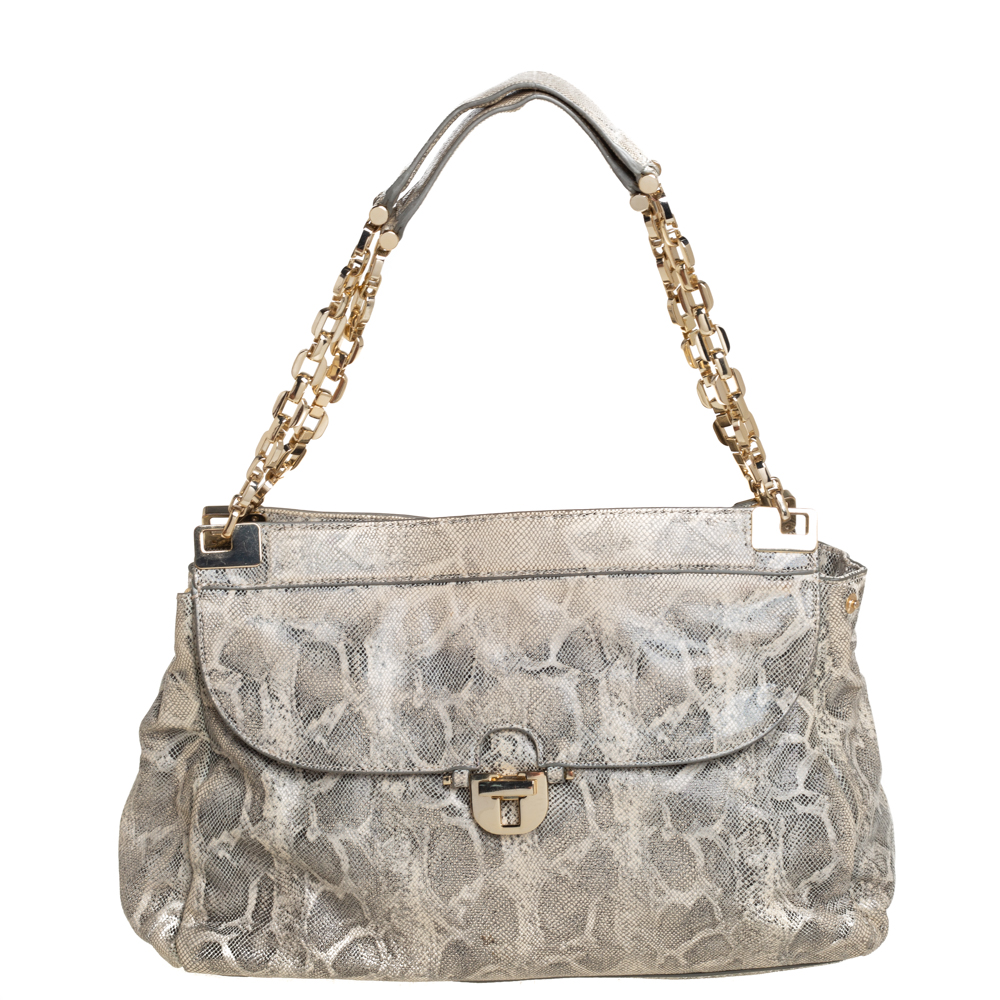 luxury-women-tory-burch-used-handbags-p413793-002 Tory Burch Cream Python Embossed Leather Simon Shoulder Bag