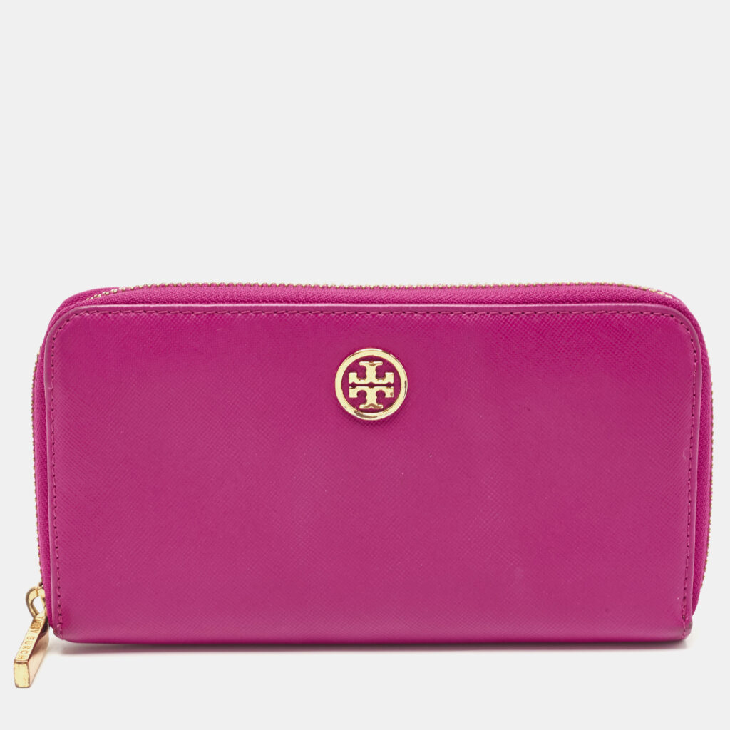 luxury-women-tory-burch-used-handbags-p864391-009 Tory Burch Majenta Saffiano Leather Robinson Zip Around Wallet