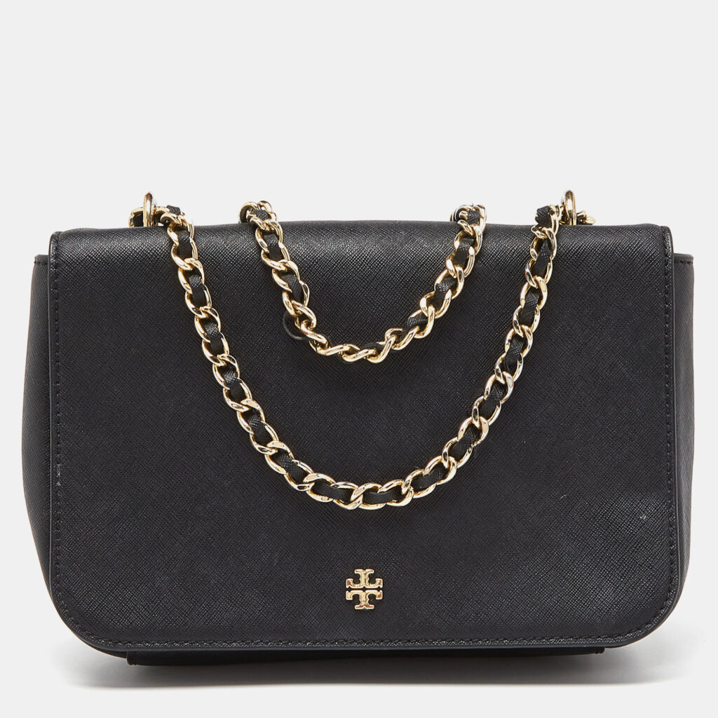 luxury-women-tory-burch-used-handbags-p917870-015 Tory Burch Black Leather Robinson Chain Crossbody Bag