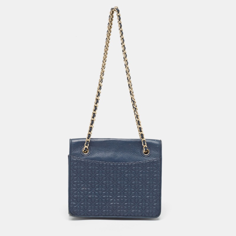 luxury-women-tory-burch-used-handbags-p940126-1708662556-005 Tory Burch Navy Blue Leather Medium Fleming Shoulder Bag
