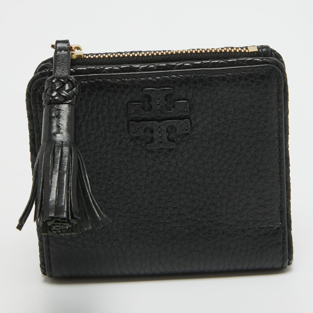 luxury-women-tory-burch-used-handbags-p961173-005 Tory Burch Black Leather Taylor Bifold Compact Wallet