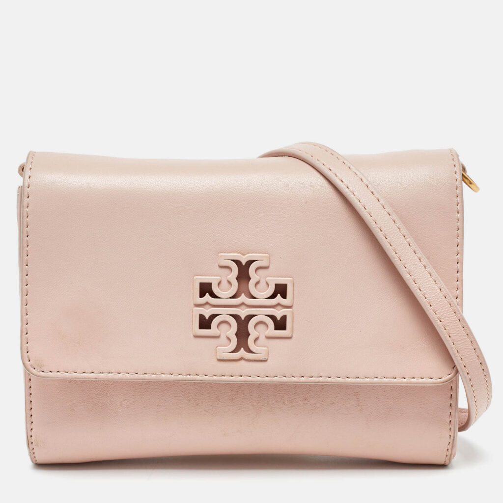 luxury-women-tory-burch-used-handbags-p984786-020 Tory Burch Pink Leather Britten Flap Crossbody Bag