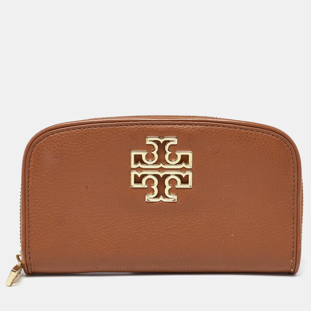 luxury-women-tory-burch-used-handbags-p993069-009 Tory Burch Brown Leather Britten Zip Around Wallet