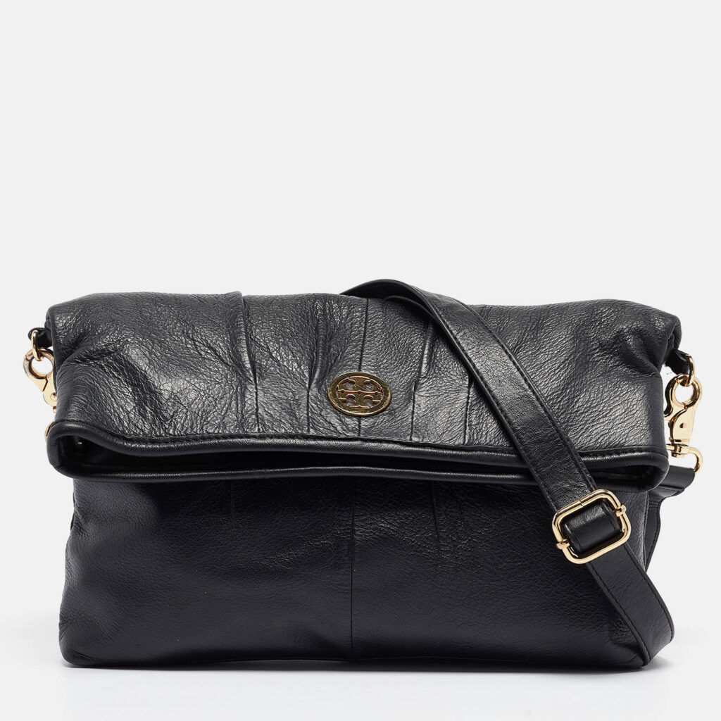 luxury-women-tory-burch-used-handbags-p995766-016 Tory Burch Black Leather Fold Over Shoulder Bag