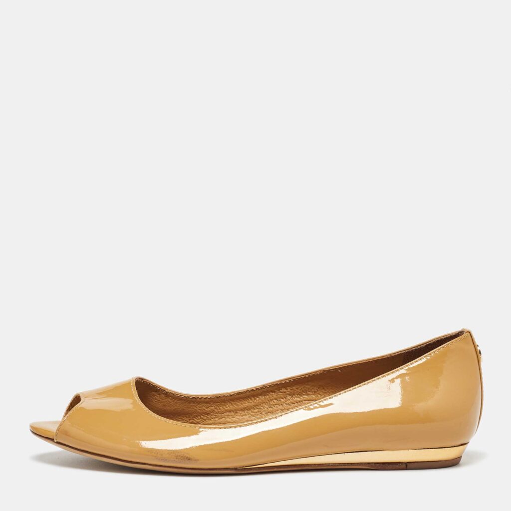 luxury-women-tory-burch-used-shoes-p1026865-003 Tory Burch Yellow Patent Leather Ballet Flats Size 36
