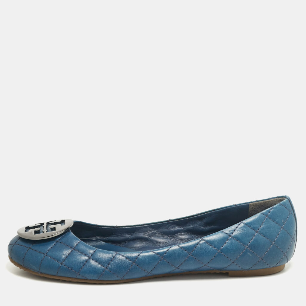 luxury-women-tory-burch-used-shoes-p1037083-001 Tory Burch Blue Leather Ballet Flats Size 40