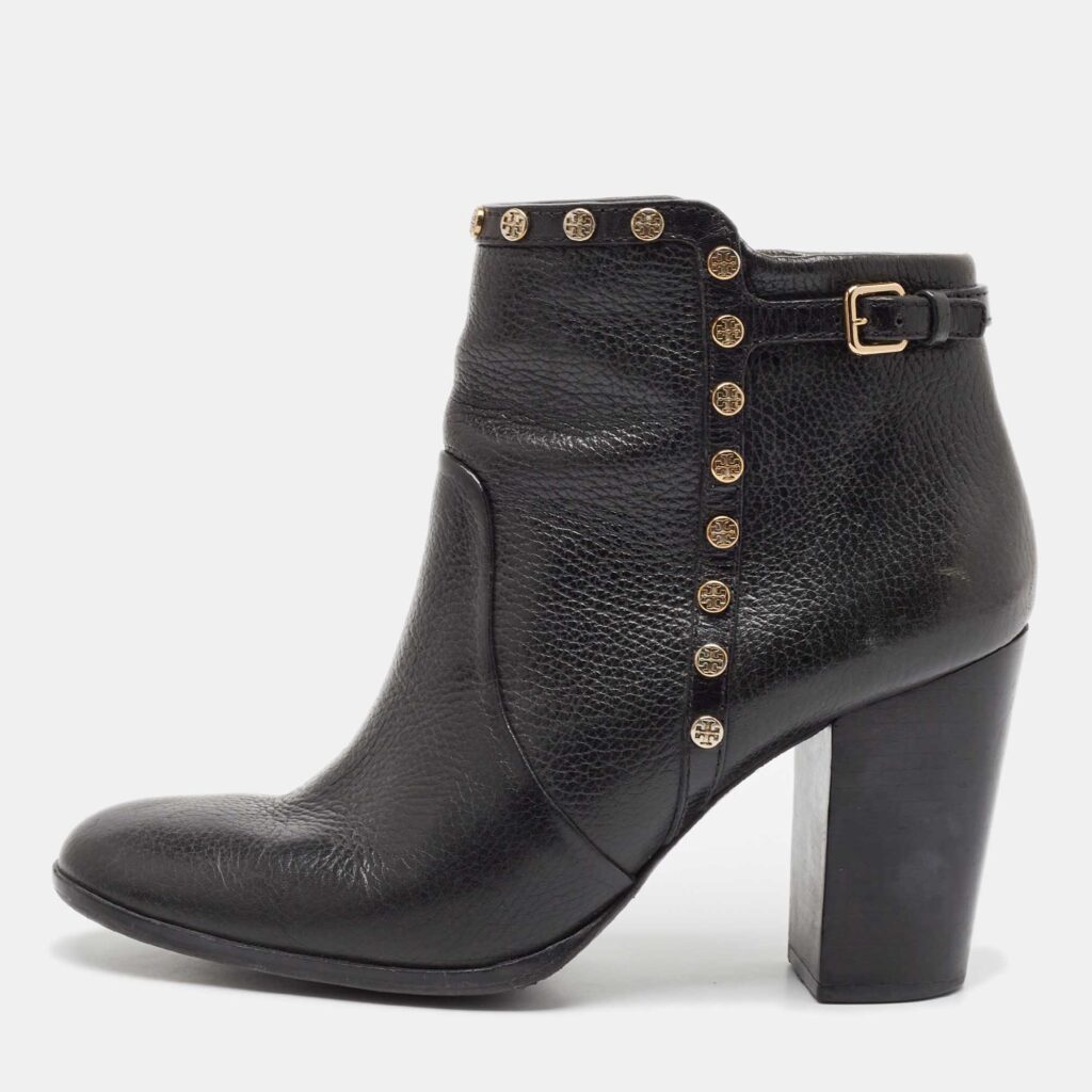 luxury-women-tory-burch-used-shoes-p1080614-003 Tory Burch Black Leather Mae Ankle Booties Size 40.5